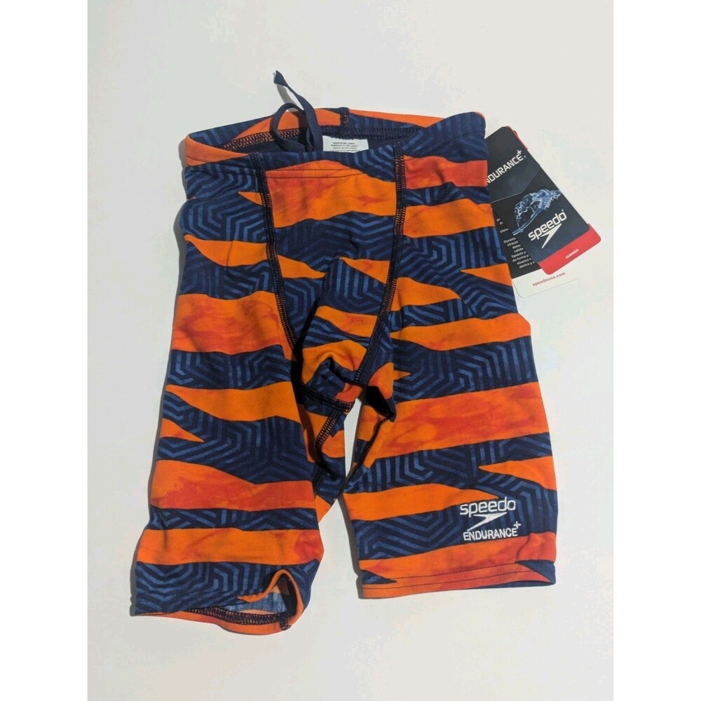 Speedo Endurance+ Contort Stripes Jammer‎ Navy Orange Mens 22